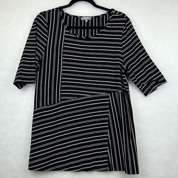 WOMEN'S HABITAT LIV | SADIE STRIPED STRETCH TUNIC | BLACK  SZ M - Picture 1 of 7